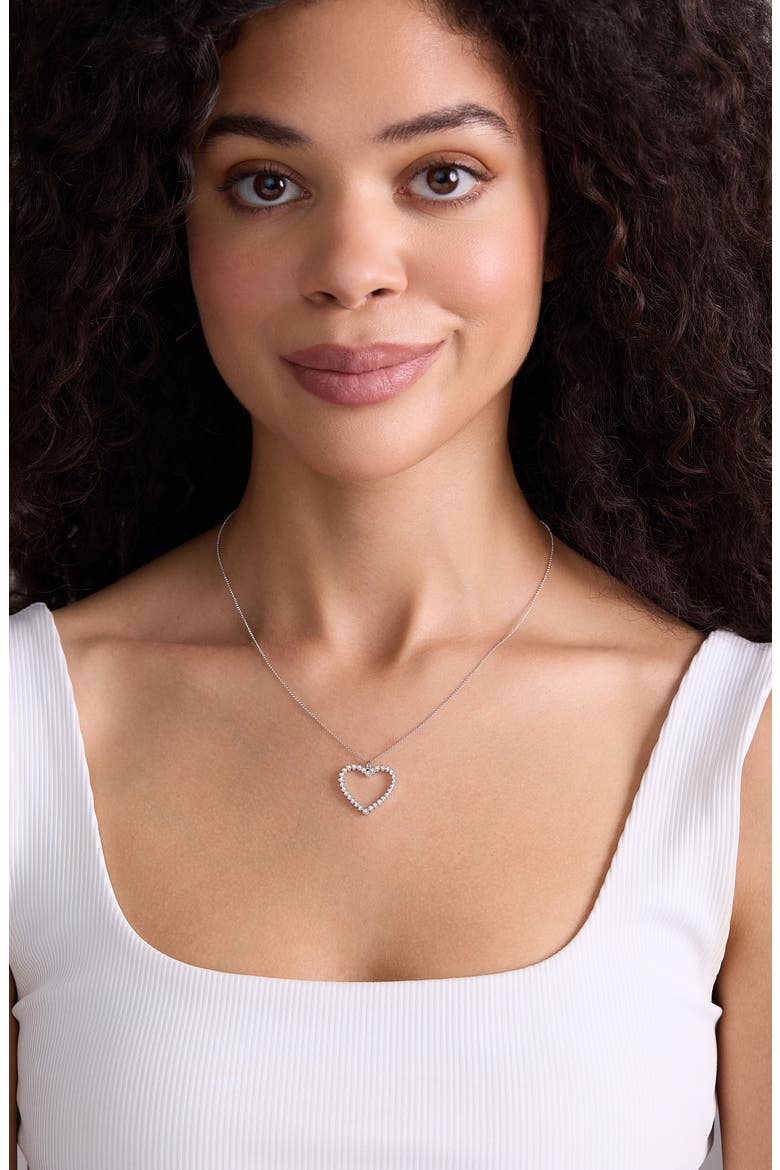18K Gold Liora Diamond Heart Pendant Necklace, Alternate, color, 18K WHITE GOLD