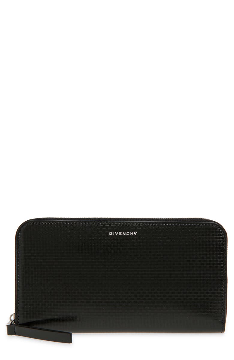 Givenchy 4G Logo Embossed Long Zip Wallet, Main, color, 001-Black