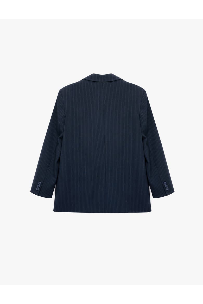Long Sleeve Double-Breasted Pinstripe Blazer, Alternate, color, NAVY STRIPE