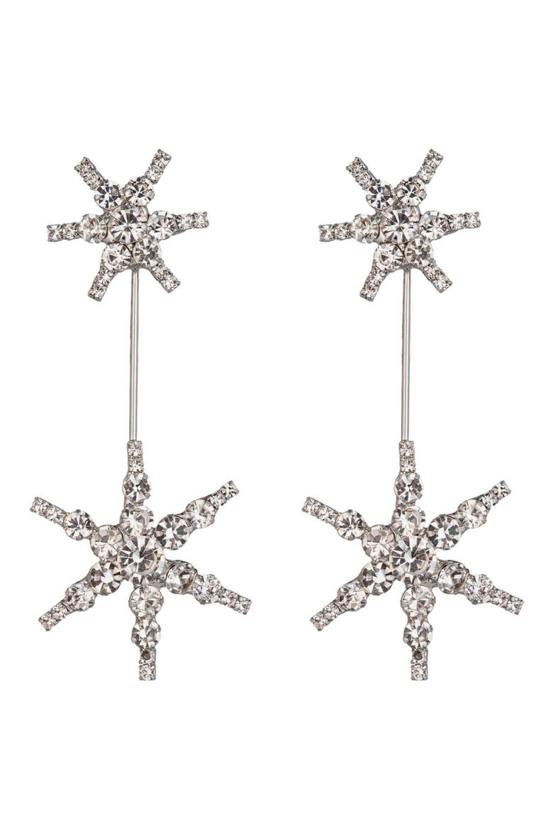 North Star Crystal Statement Drop Earrings, Main, color, SILVER