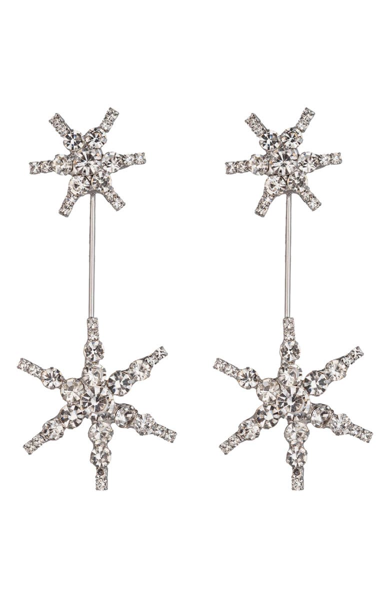 EYE CANDY LOS ANGELES North Star Crystal Statement Drop Earrings, Main, color, Silver