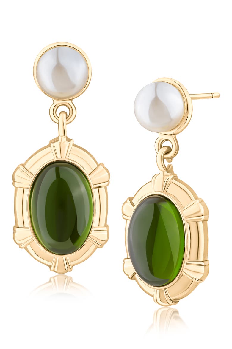 Royal Oval Drop Earrings (Nordstrom Exclusive), Main, color, GREEN/ GOLD