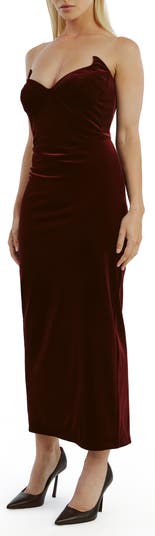Camellia Strapless Velour Dress