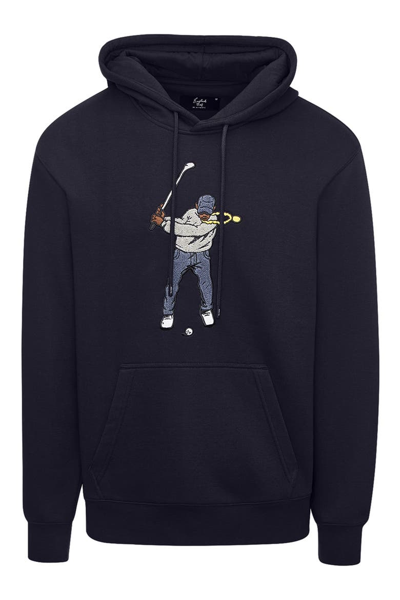 Core Embroidered Swingman Hoodie, Main, color, BLACK