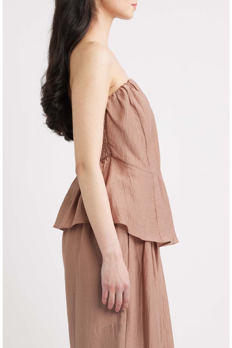 Lumin Pleated Strapless Peplum Top, Alternate, color, SIENNA