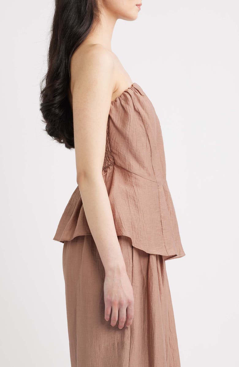 A.REN Lumin Pleated Strapless Peplum Top, Alternate, color, Sienna