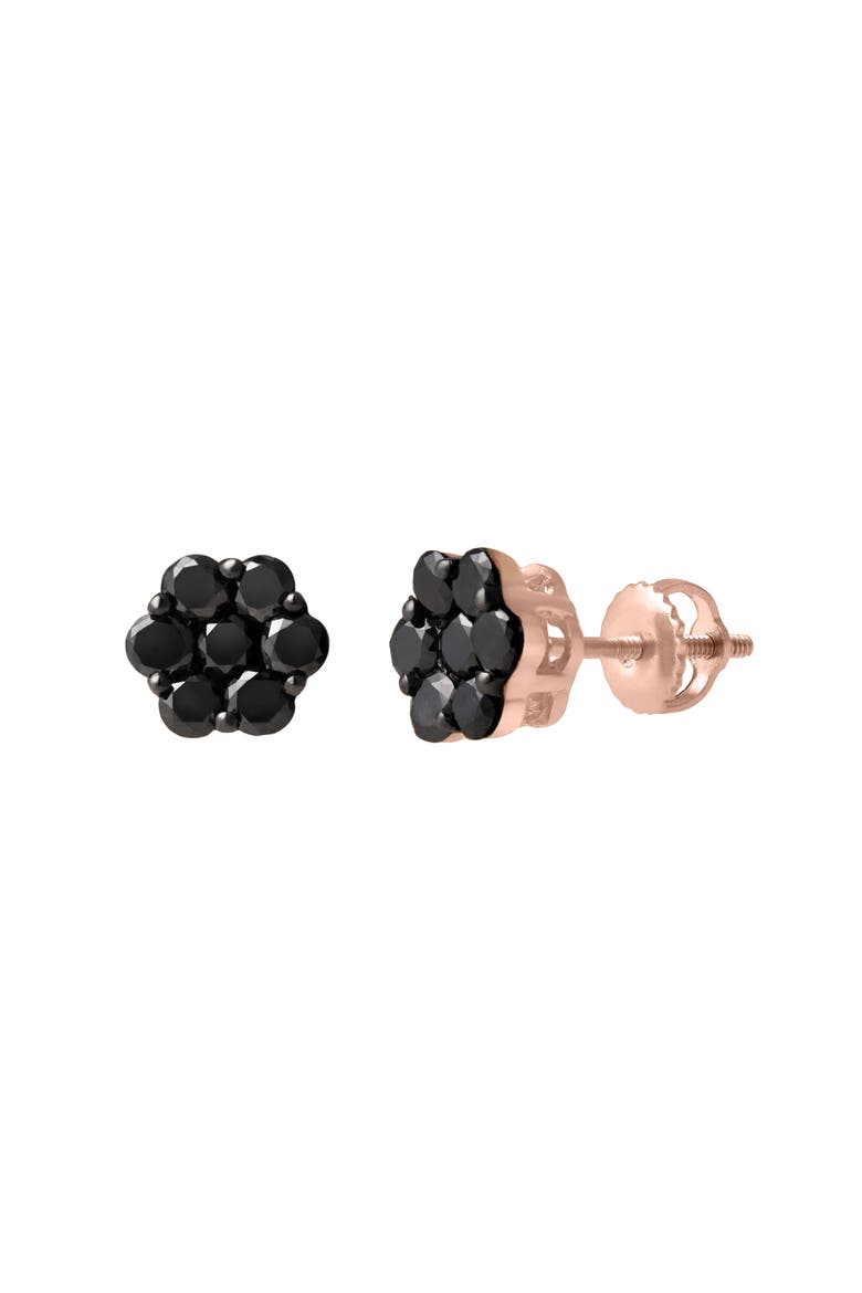 Nova 0.75 Cts Black Diamond Cluster Studs 10K Gold Earrings, Alternate, color, 10K Rose Gold