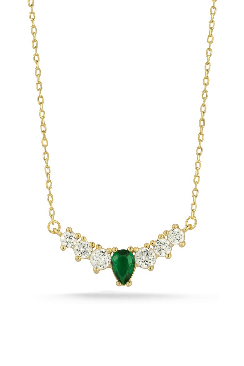 Cubic Zirconia Curved Bar Pendant Necklace, Main, color, GOLD
