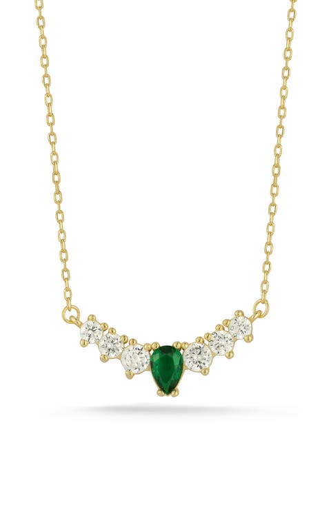 Cubic Zirconia Curved Bar Pendant Necklace