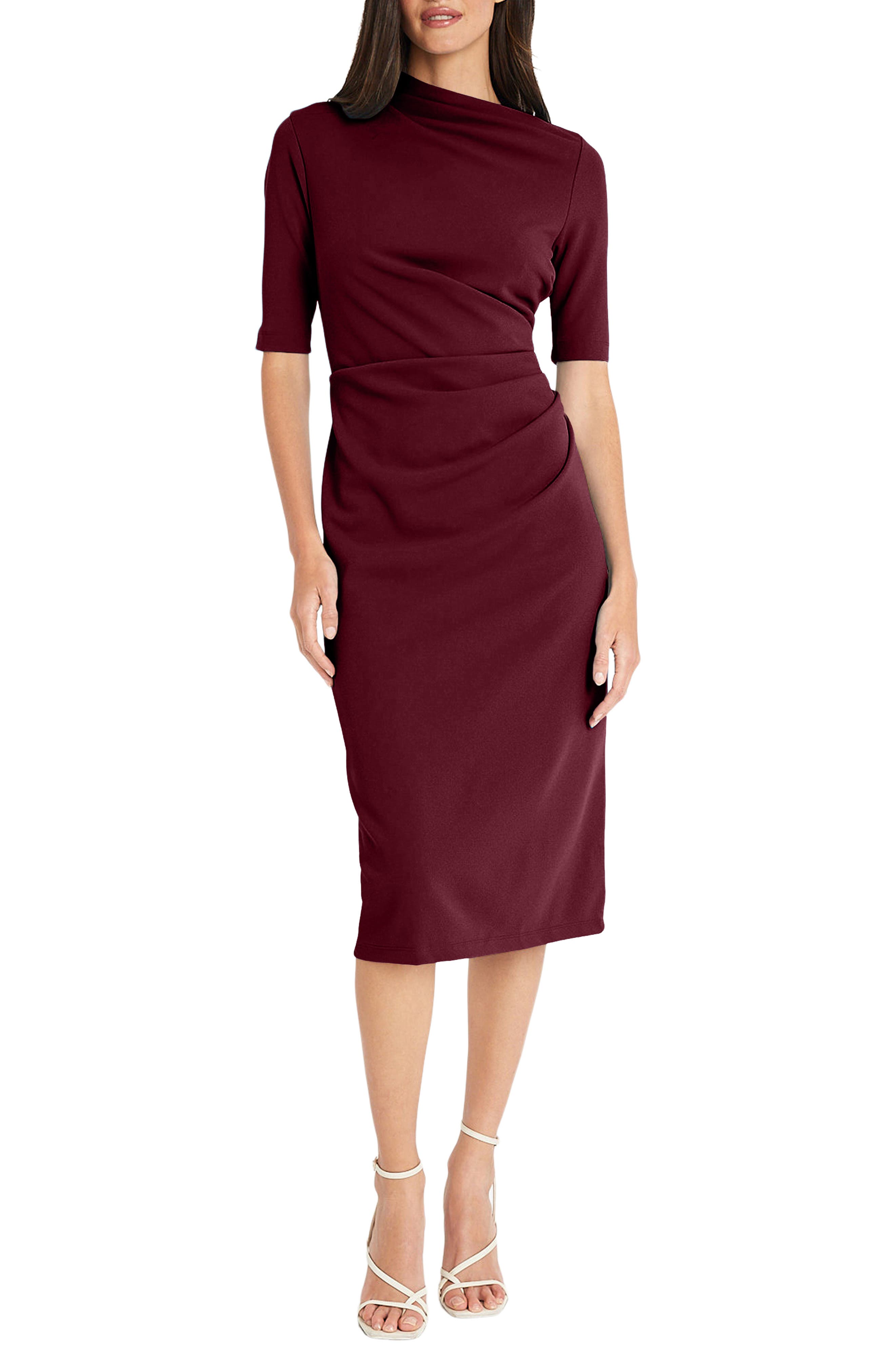 Ruched Midi Sheath Dress