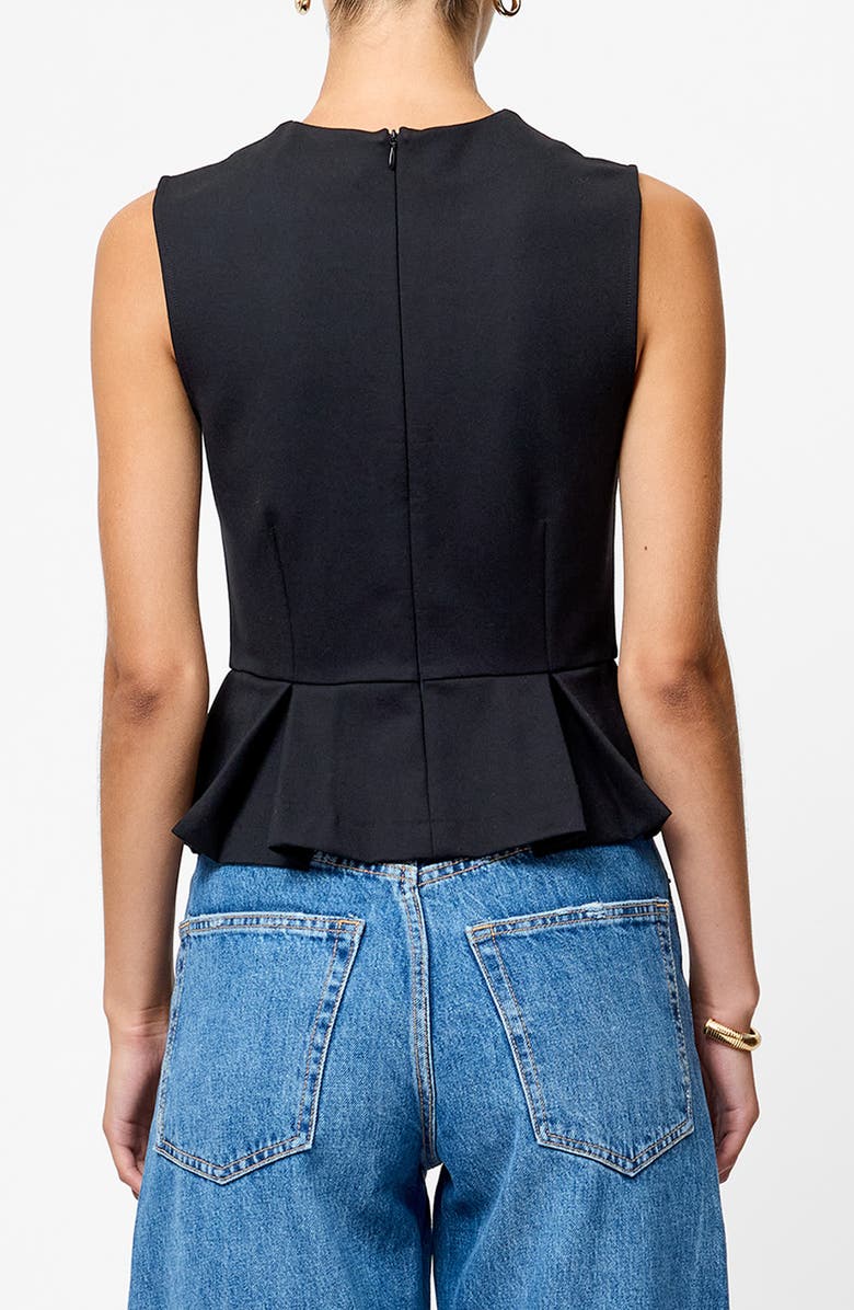 French Connection Cleo Sleeveless Peplum Top, Alternate, color, Black