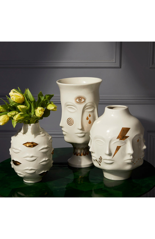 Jonathan Adler Gilded Gala Round Vase In White
