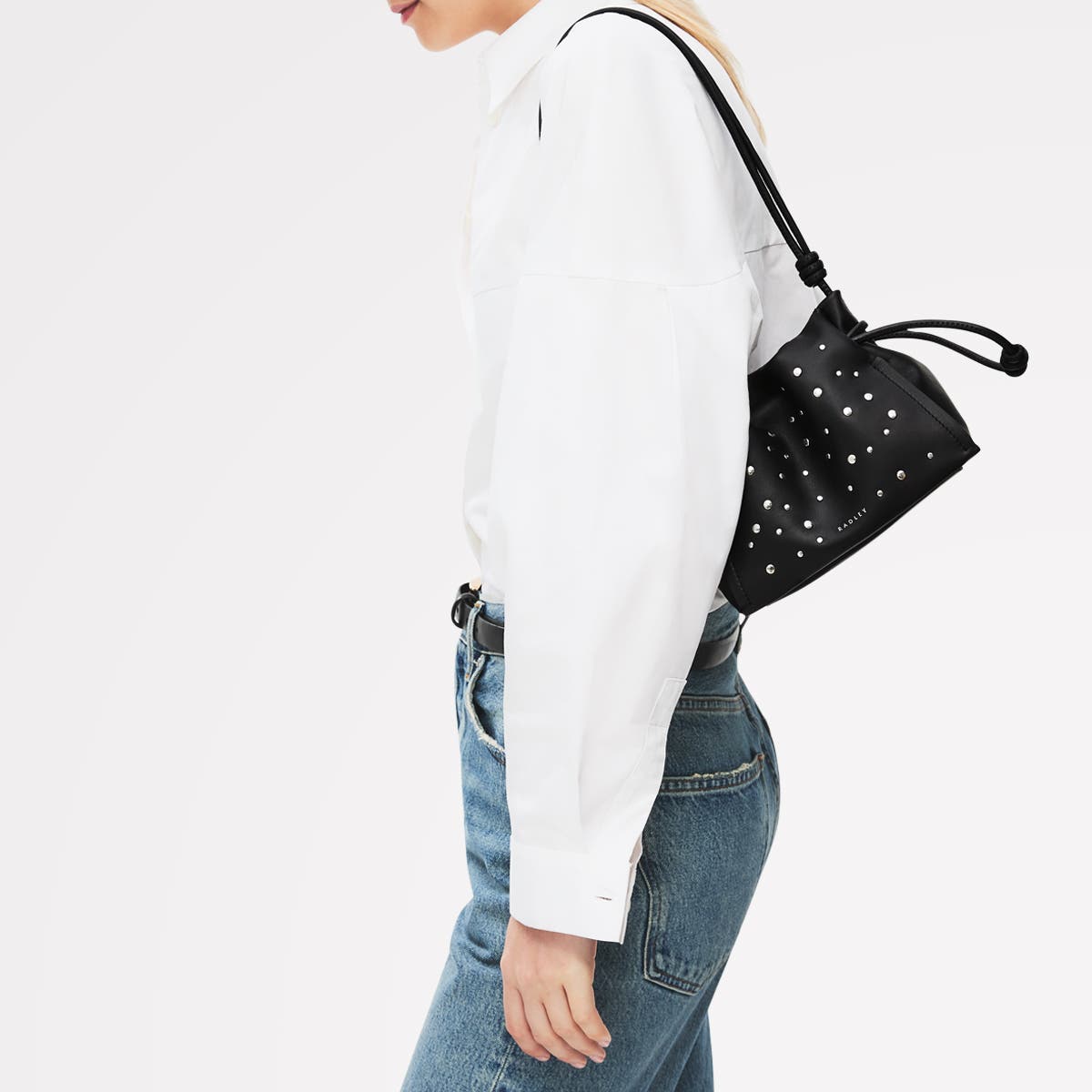 Radley The Roxburgh - Stud Small Drawstring Crossbody Bag, Alternate, color, Black