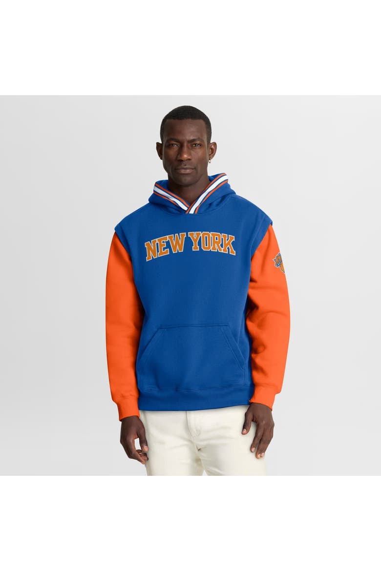 Men's Fanatics  Blue/Orange New York Knicks Half Court Shot Clock Fastbreak Hoodie, Main, color, Blue