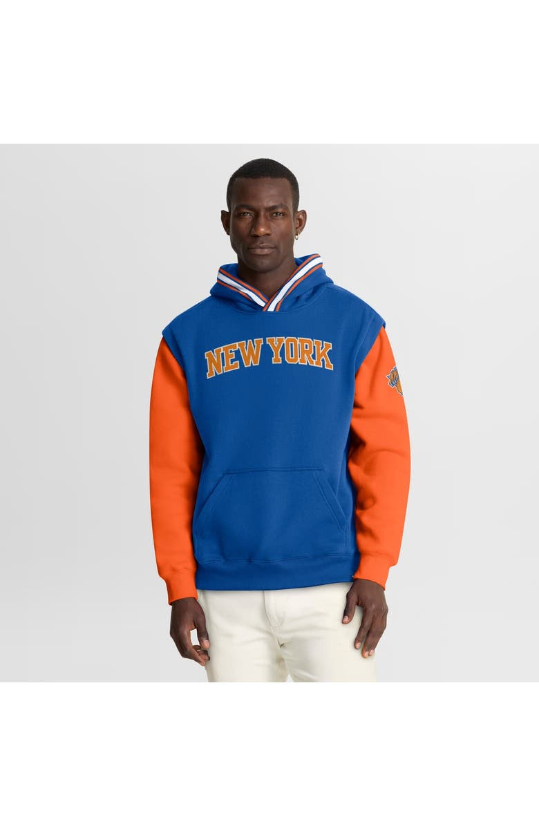 FANATICS Men's Fanatics Blue/Orange New York Knicks Half Court Shot Clock Fastbreak Hoodie, Main, color, Blue