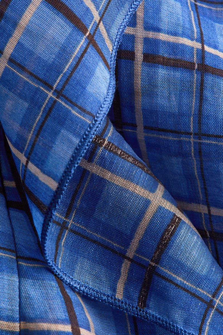 Flounced Scarf-collar Blouse, Alternate, color, Blue/plaid
