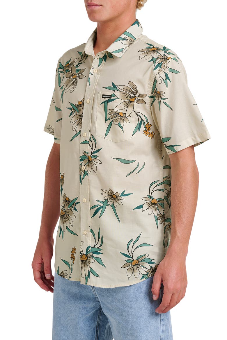 Costal Flora Classic Fit Floal Short Sleeve Cotton Button-Up Shirt, Alternate, color, MOONSTRUCK