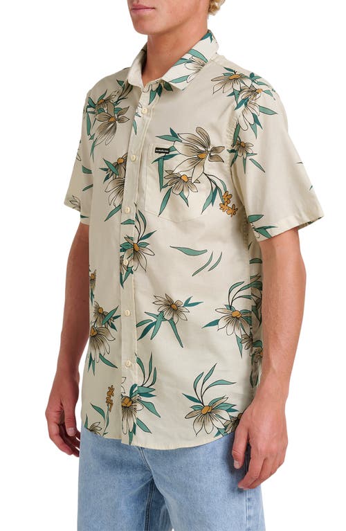 Quiksilver Costal Flora Classic Fit Floal Short Sleeve Cotton Button-up Shirt In Neutral