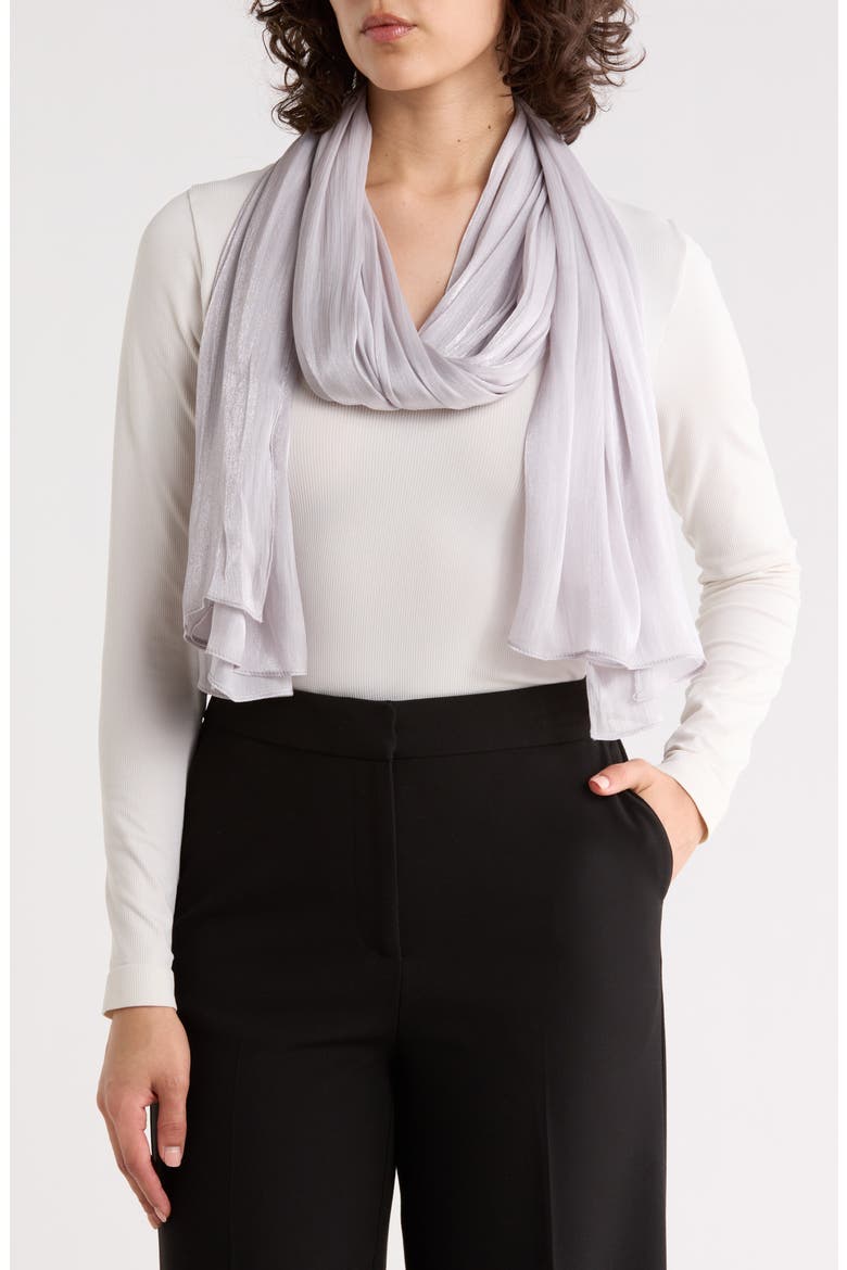 Crinkle Silky Oblong Scarf, Main, color, GREY