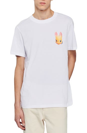 Sandro Rabbit Cotton Graphic Logo Tee In White