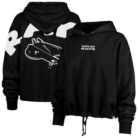 Women's '47  Black Tampa Bay Rays City Connect Venice Cropped Pullover Hoodie