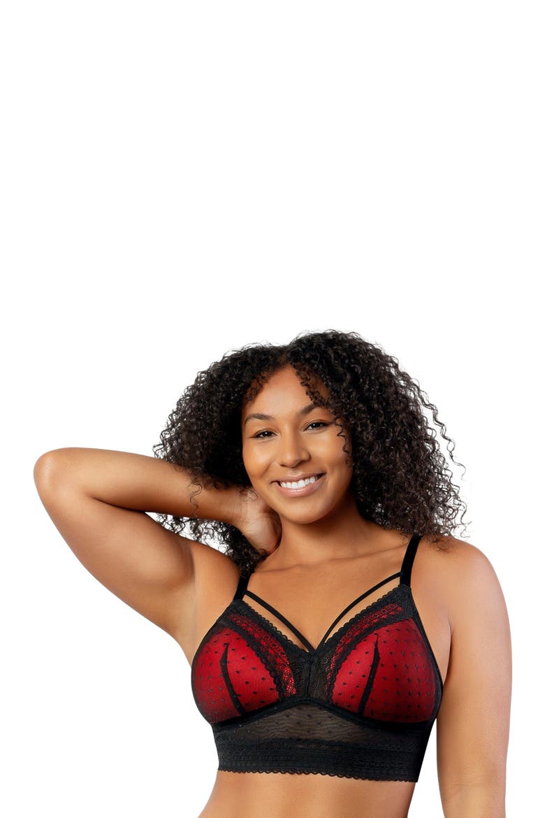 Mia Wire-Free Padded Mesh Bralette, Alternate, color, Black