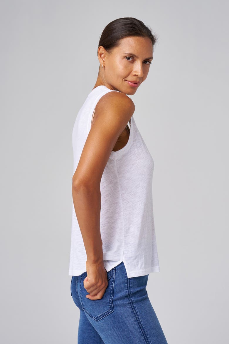 Slub Jersey V-Neck Sleeveless Tank, Alternate, color, White