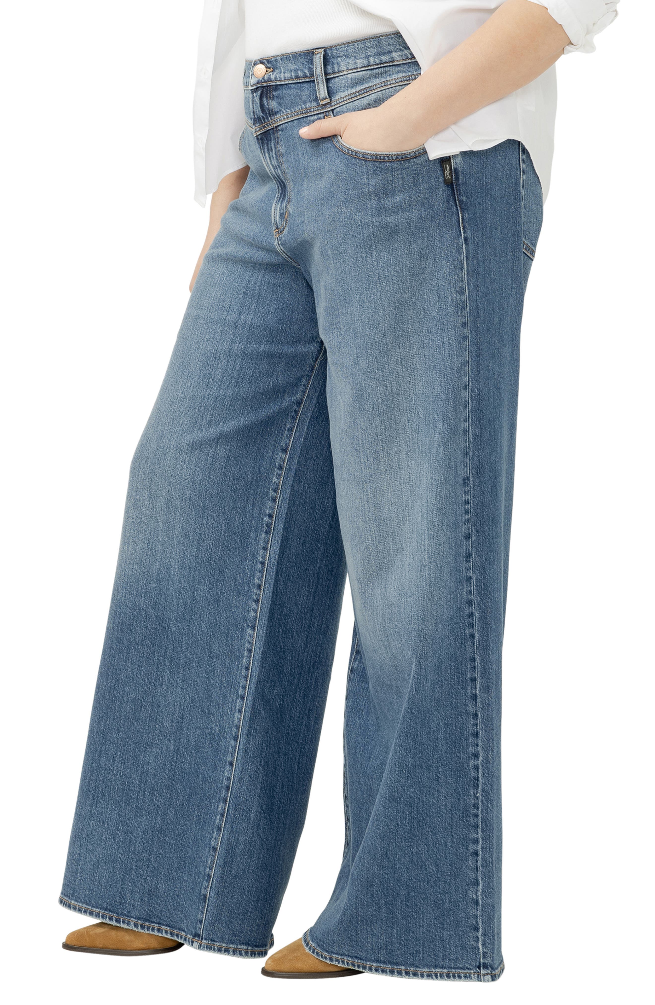 Highly Desirable V-Yoke High Waist Ultra Wide Leg Jeans (Women