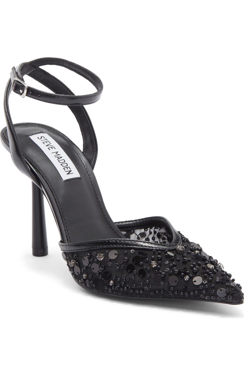 Steve Madden Sherrie Beaded Ankle Strap Pump, Main, color, Black