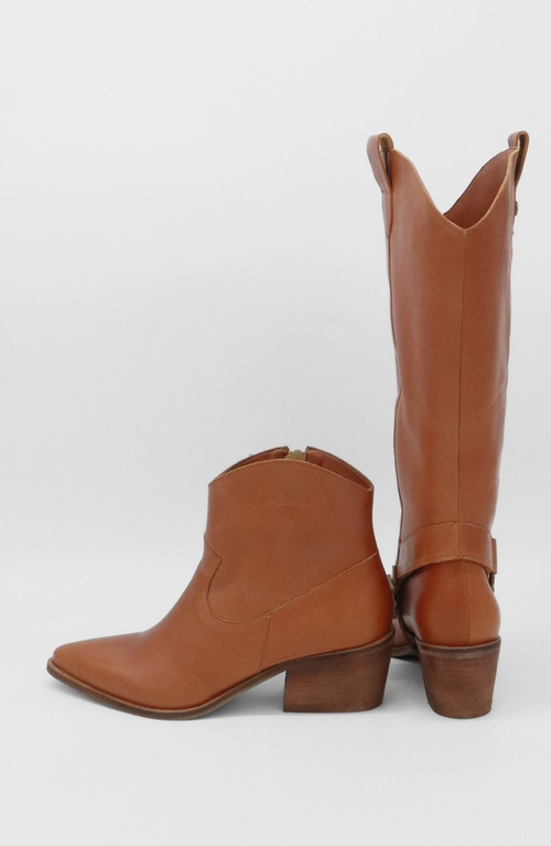 Stivali New York Penelope Western Cowboy Convertible Boots In Tan