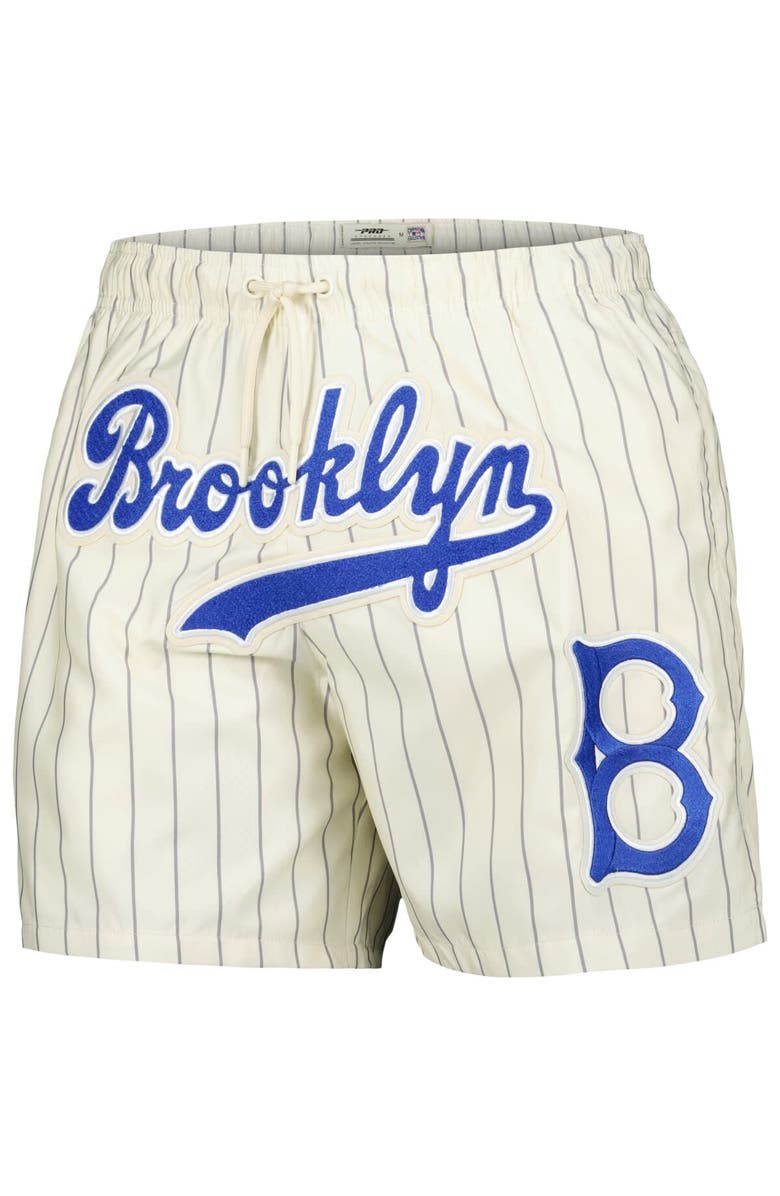 PRO STANDARD Men's Pro Standard Cream Brooklyn Dodgers Cooperstown Collection Pinstripe Retro Classic Woven Shorts, Alternate, color, 
