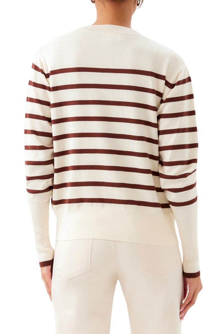 Stripe Cardigan Sweater, Alternate, color, CREAM/CHOCOLATE