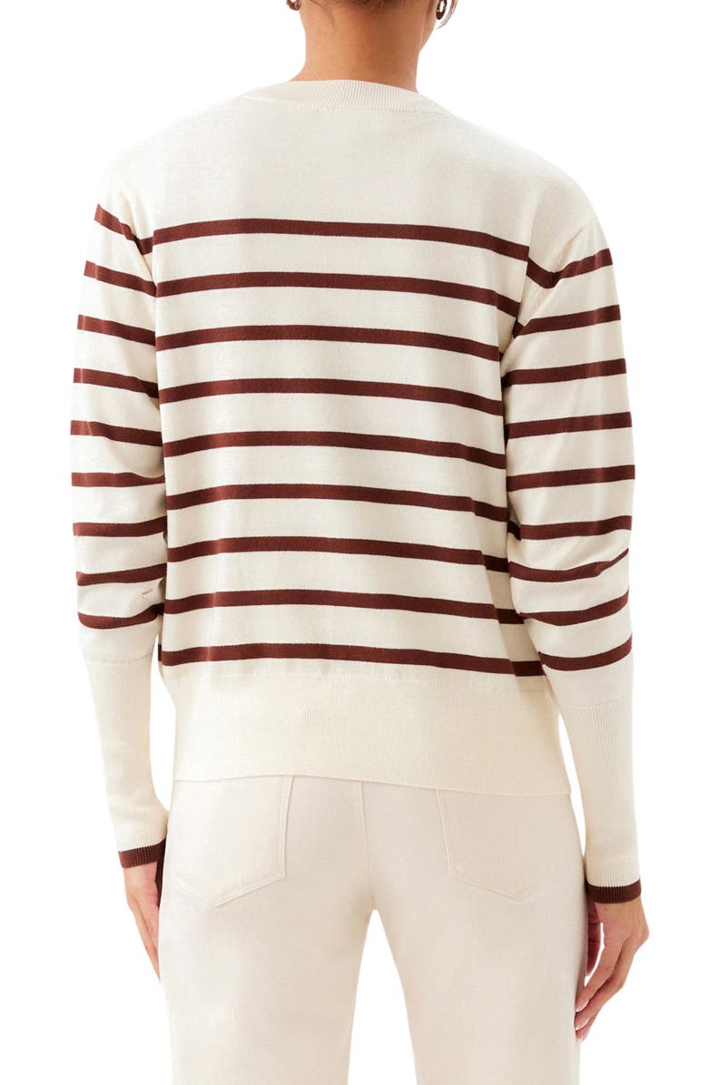 Karen Kane Stripe Cardigan Sweater, Alternate, color, Cream/Chocolate