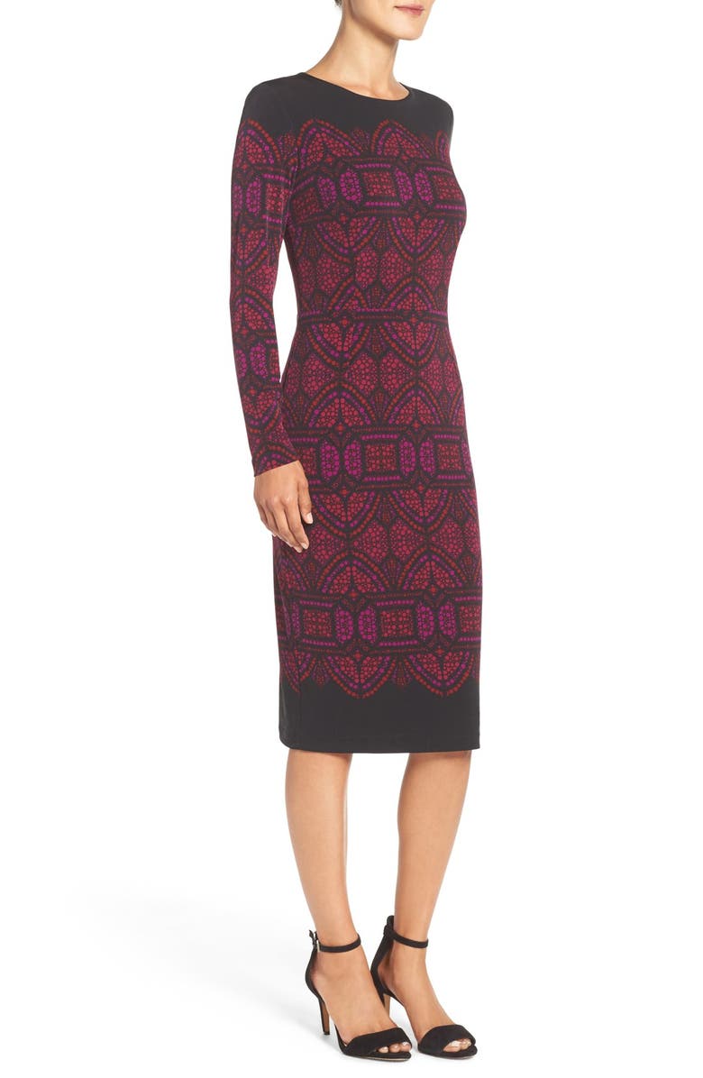 Maggy London Print Jersey Sheath Dress, Alternate, color,