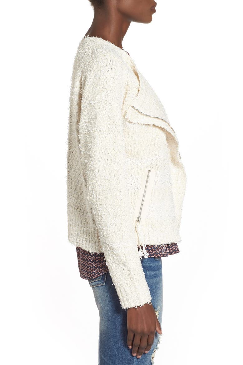 Paper Crane Knit Moto Jacket, Alternate, color, IVORY