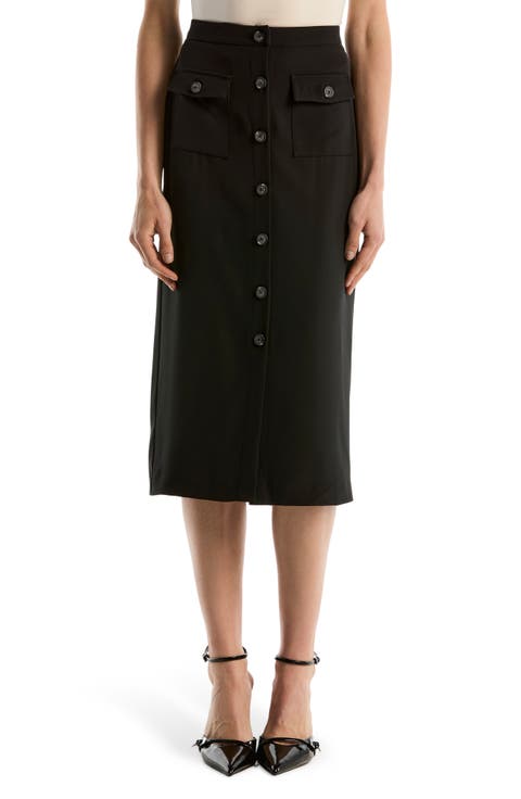 Button Front Midi Skirt