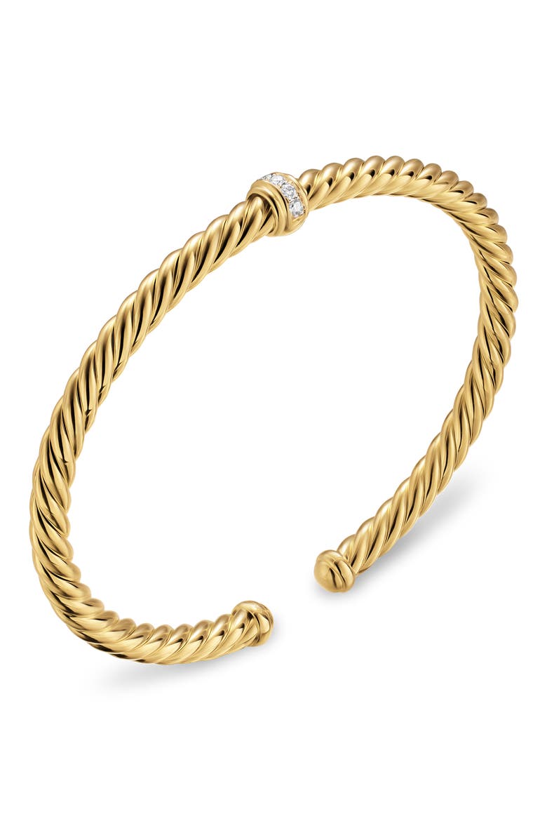 Cablespira® Flex Bracelet in 18K Yellow Gold with Diamonds, 4mm, Alternate, color, DIAMOND