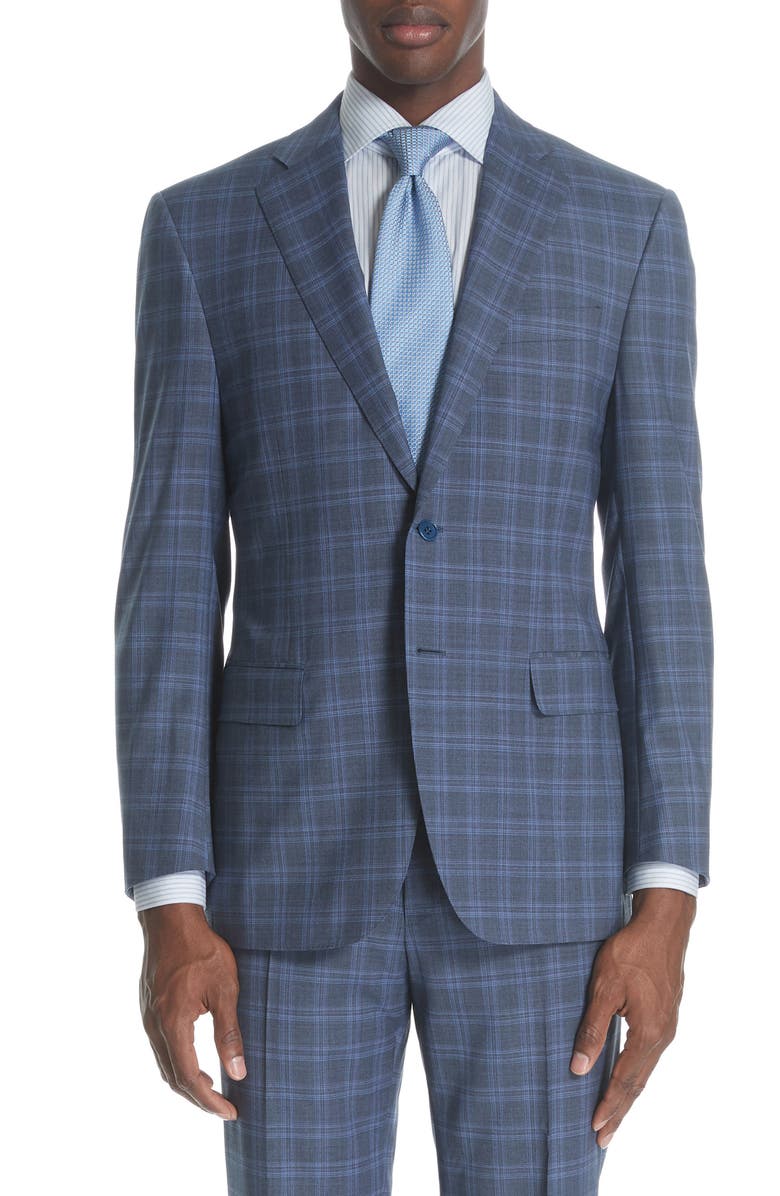 Canali Siena Classic Fit Plaid Wool Suit, Alternate, color, 