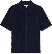 Reiss Audrey Texture Knit Button-Up Shirt