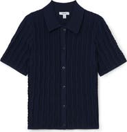 Reiss Audrey Texture Knit Button-Up Shirt