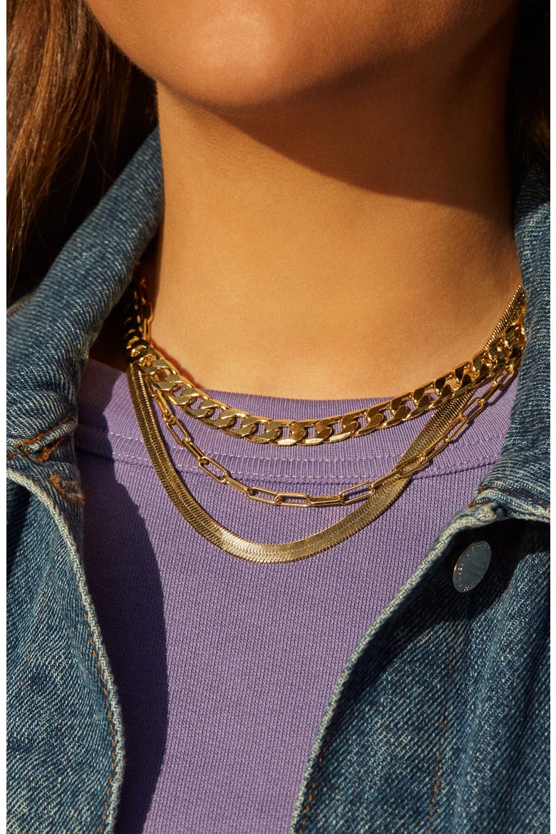Gia Herringbone Chain Collar Necklace, Alternate, color, GOLD