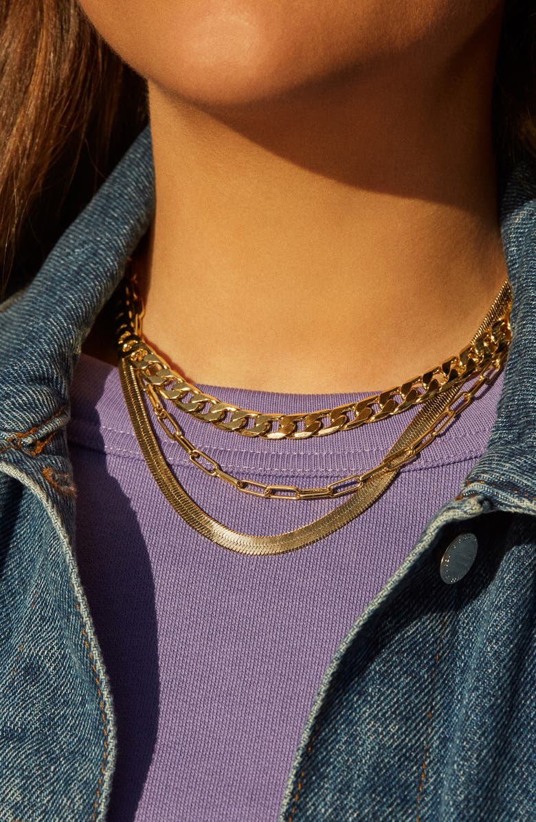 BaubleBar Gia Herringbone Chain Collar Necklace, Alternate, color, Gold