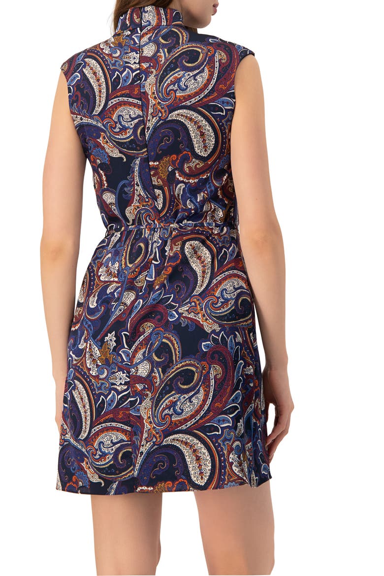 Short Off-Shoulder Paisley Print Dress, Alternate, color, Multi-Brown