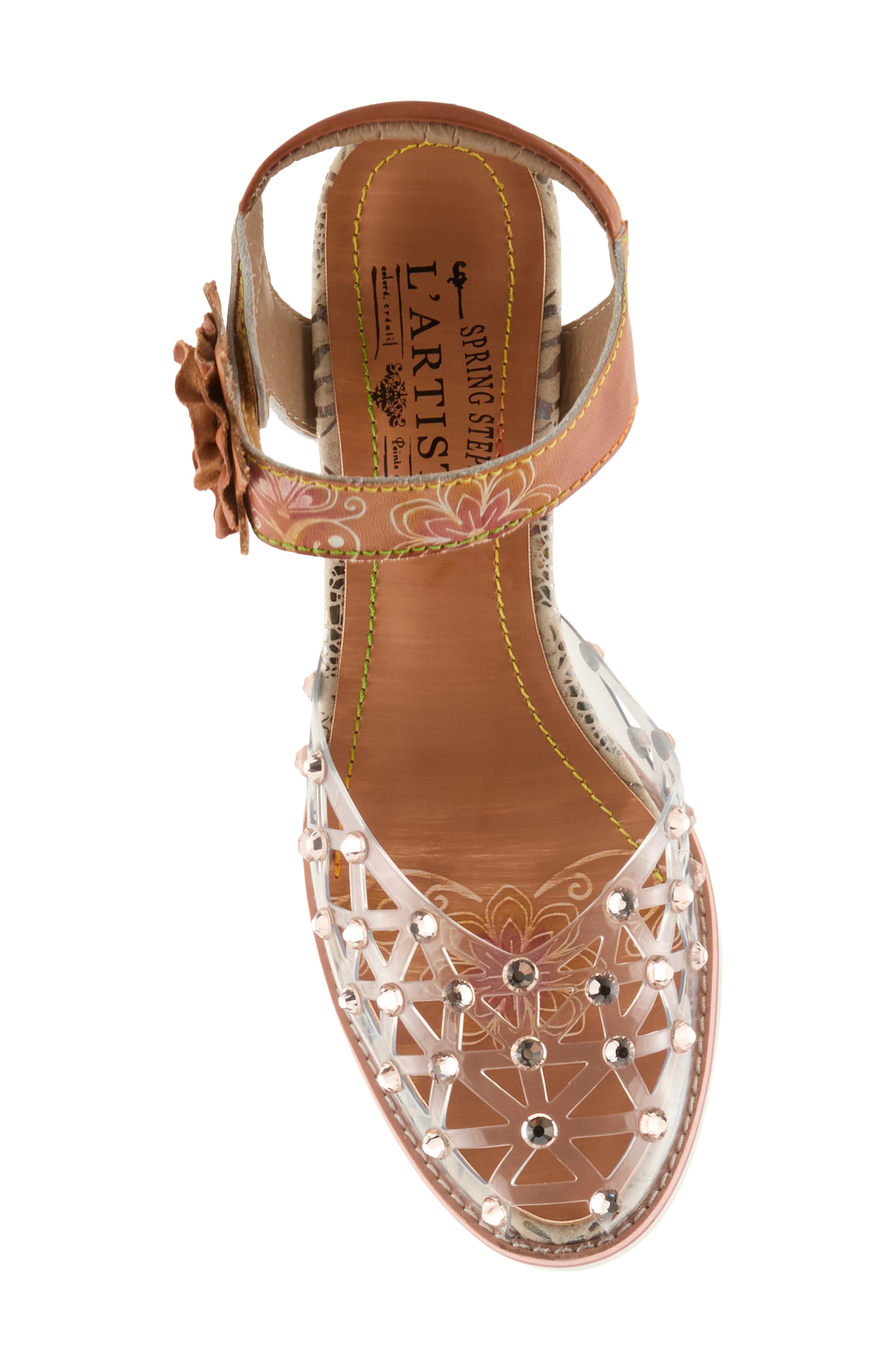 L'Artiste by Spring Step Sassylady Ankle Strap Sandal, Alternate, color, Camel Multi