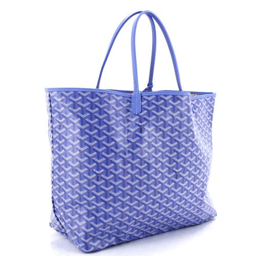 Pre-owned Goyard Goyard Saint Louis Reversible Tote Coated Canvas And Printed Canvas Gm In Blue