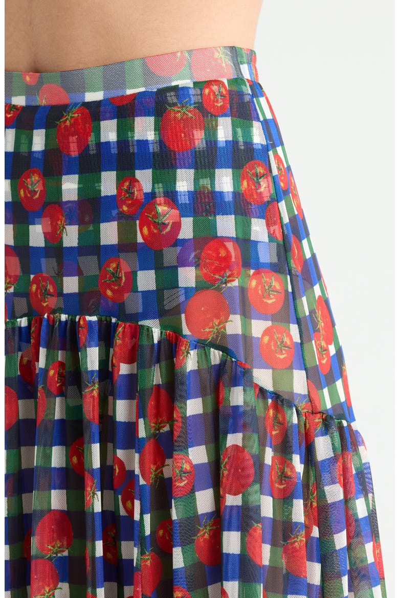 Maeden Floral Cover-Up Midi Skirt, Alternate, color, GINGHAM TOMATOES BLUE/ GREEN