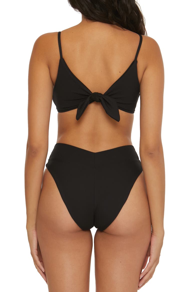 Modern Edge High Waist Bikini Bottoms, Alternate, color, BLACK