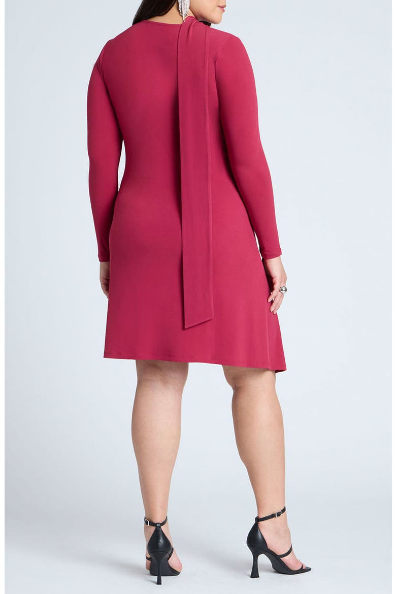 Scarf Neck Long Sleeve Minidress, Alternate, color, PROUD PEACOCK