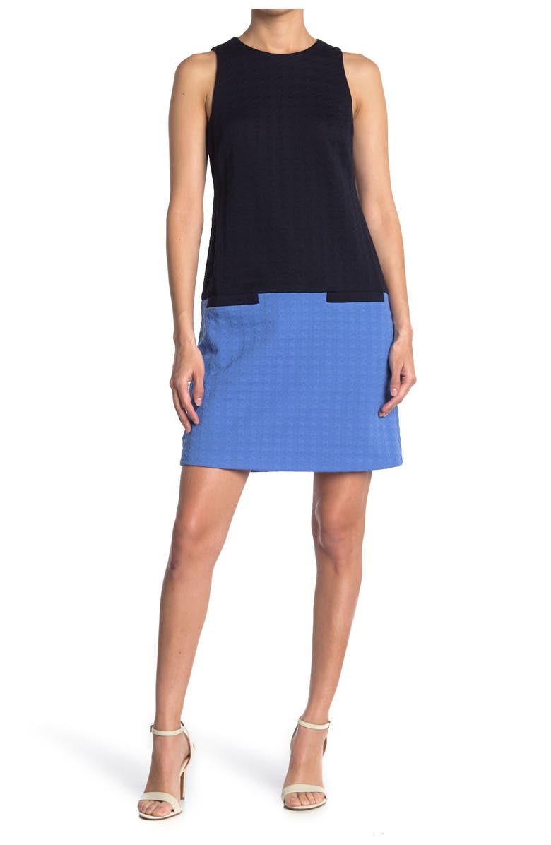 Eliza J Sleeveless Colorblock Shift Dress, Main, color, 