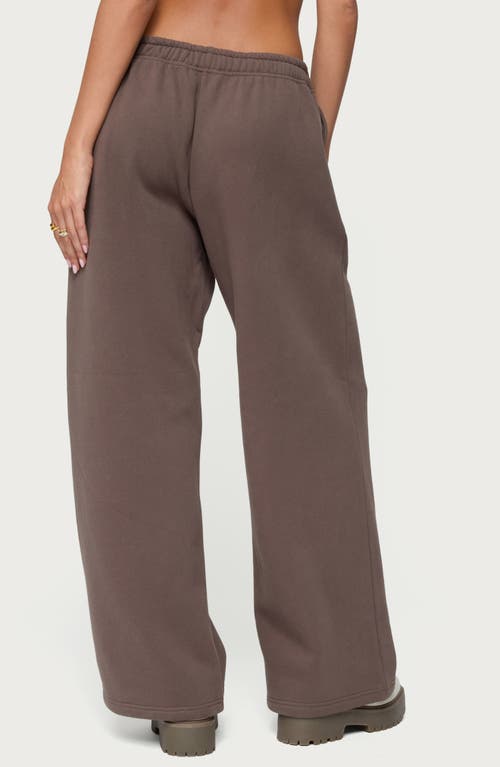 Edikted Be Logo Wide Leg Sweatpants In Brown